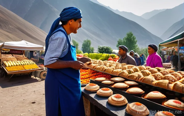 타지키스탄 산악 자전거 투어 - **Prompt: Warmth of Pamiri Hospitality**
    "A candid scene inside a traditional, simple Pamiri hom...