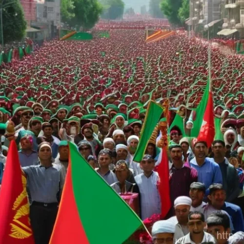Home 22 타지키스탄의 독립기념일 행사 - **Prompt:** "A vibrant and patriotic street scene in Dushanbe, Tajikistan, during the Independence D...