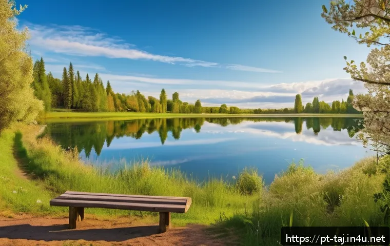 이식쿨 호수 관광 정보 - A serene panoramic view of Lake Isikul at sunrise, featuring calm reflective waters surrounded by lu...